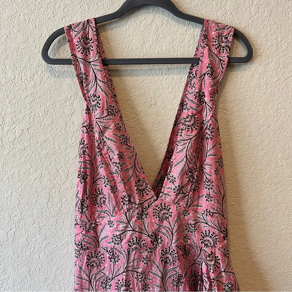 J. Crew Collection cross back tiered ruffle hem midi dress in Ratti coral vines